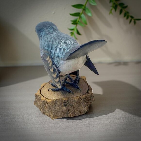 Hand Carved Painted Bird Figurine Wood Base Wire Feet Folk Art 5.5" Vintage - Picture 8 of 8